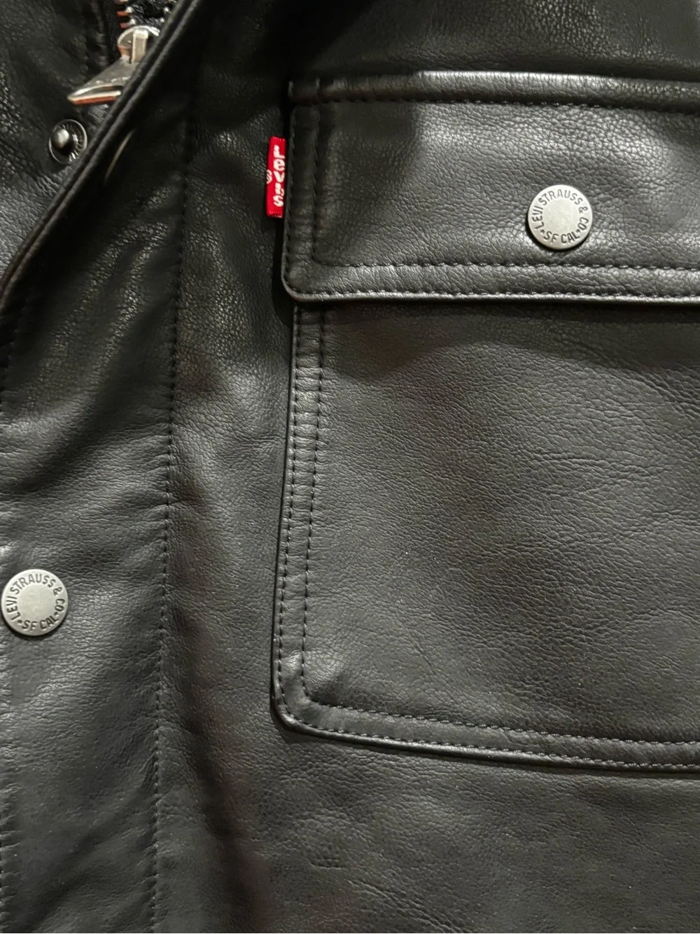 Levi's Black Faux Leather Sherpa-Trim Bomber Jacket